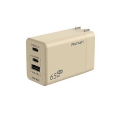 POLYBATT 氮化鎵 65W 折疊充電器 USB PD 快充頭 適用 iPhone 14 15 13, 奶茶, 1個