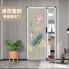 가로830 세로1720 강아지집 간이 중형 가로 책상 데스크 미닫이문 폴딩 인테리어, 화이트 프레임 청하묵운, 1개