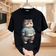 배불뚝이 고양이 티셔츠 반팔티 단체티 빅사이즈 반티, 상세페이지 참고
