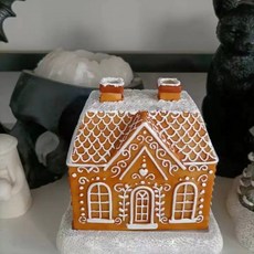 雪屋香爐 姜餅屋造型香爐燭臺 樹脂工藝擺件, 雪屋香爐A
