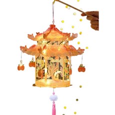 ArtHobbyCraft DIY宮燈材料包 國潮手提發光花燈, B萬柿順意(橘), 1件