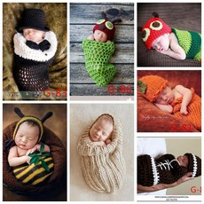 台灣出貨 嬰兒寫真 新生兒寫真 新款影樓兒童攝影服裝 新生兒百天毛線睡袋 手工毛線編織嬰兒拍照服 滿月照 百天 收涎, 睡袋2,百天（3-4個月）, 1個