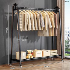 심플 스탠드 행거 옷걸이 선반형 이동식 옷수납 정리 행거 침실 드레스룸 정리대, 고급블랙 150x150x 단층 수납