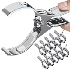 안심구매단 스텐 큰빨래집게 이불 의류 강력 고정, 실버, 10개