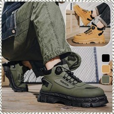 가을 신발 남성용 프리빈티지 워커 부츠부츠 소가죽 소방안전화 10cm 키높이 작업화 워커