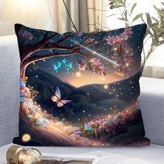 아름다운 꽃패턴 소파쿠션 양면 소파 쿠션 솜 포함 세탁가능 고탄력 트렌디 꽃스타일 수집가 추천 특별한 디자인 트렌디한 스타일, XKHD-23, 40 x 40CM (솜포함 양면쿠션)