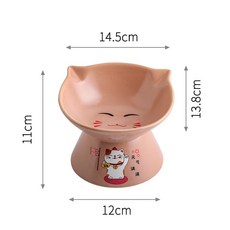 陶瓷寵物碗 斜口高腳碗 貓咪食盆 狗狗飯碗 寵物水碗, 1個, 2022款玫瑰金
