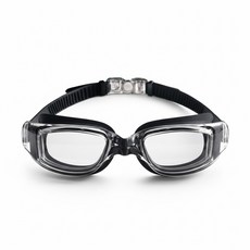 電鍍防霧連體耳塞式泳鏡 成人泳鏡 大框游泳眼鏡 柔軟矽膠平光蛙鏡, 透明黑色, 1個