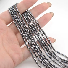 천연 테라 헤르츠 스톤면 처리 된 라운드/큐브 비즈 2mm 3mm 4mm 쥬얼리 만들기 Diy 목걸이 팔찌 액세서리, FC 2.2mm-2.5mm, Terahertz, 1개