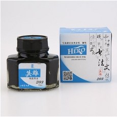 HERO 英雄 非碳素鋼筆墨水 203 藍色, 1個, 1瓶