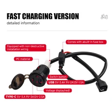 혼다 NT1100 XL750 Transalp 750 CRF1000L 아프리카 트윈 1000 Adv CRF1100L 케이블 어댑터 방수용 오토바, 03 Fast charging