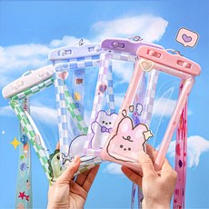 쬬린 귀여운 핸드폰 에어쿠션 방수팩 2P, 2개, 블루