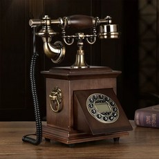전화기 빈트지 사진촬영 바이얼 연결형 커피색 일반판 버튼 복고 옛날 선 다이얼, E. 플러그인 버전 버튼일반 버전 커피색, 기본