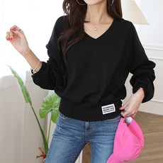 마이쏭 브랜드V넥크롭맨투맨 긴팔 데일리룩