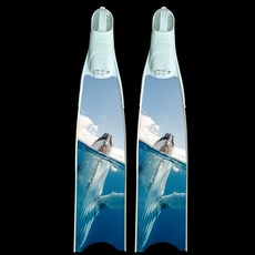 롱핀스티커 수영 튜닝 롱핀 데코 시트지 핀 리더핀, 시안 아웃워터 블루 웨일