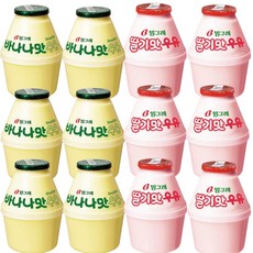 빙그레 바나나우유 240ml 12입 혼합 (바나나맛6입+딸기맛6입), 8개
