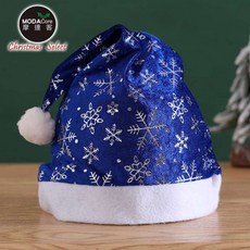 摩達客耶誕聖誕派對藍色燙銀絲絨聖誕帽, 1個, 藍色