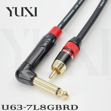YUXI 音源線 6.3轉RCA訊號線, 1個, 6.3單音彎頭轉RCA紅色 單條,6米 含雙頭 單條
