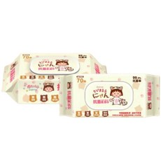 櫻桃小丸子 抗菌柔濕巾 70抽 有蓋 RO純水 無香精 無酒精 無螢光劑, 1個, 70抽/包, 70個裝, 540g