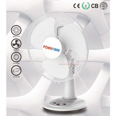 파워탱크 DC 선풍기 12인치 PT-F12SB 12V 220V 겸용 시거잭 캠핑 낚시 차박 선풍기 야외용 가정용 사무실용 미니 탁상용 회전 선풍기, 화이트