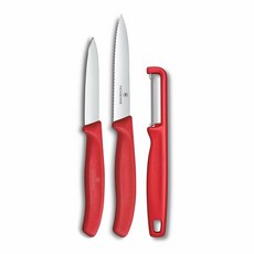 Victorinox Swiss Classic Paring Knife Set w/Peeler 3 PC 빨강163926, 4.3", 4.3"