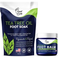 미국 풋 큐어 티트리 오일 엡솜 풋 솔트 족욕제 + 풋밤 세트 Made in USA 발 스파 발 케어 고운발, 1개