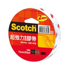 Scotch 669 超強力雙面膠帶 (12mm/18mm/24mm), 12mmx5Y, 1個