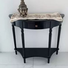 반원형 콘솔 거실 체리색 선반 월넛 600 현관데스크 골드프레임 원목 현관, U. 주문 제작 순수 검정