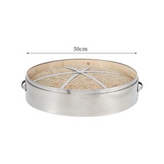 不鏽鋼包邊竹編蒸籠屜 家用商用包子饅頭蒸籠, 1個, 1085cm