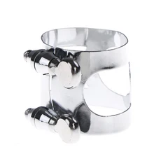 이중 나사 조정 니켈 도금 알토 색소폰 마우스피스 합자 클립 테너 소프라노 내구성 있는 패스너 캡, [04] Silver