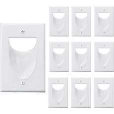 베스트마운트 벽걸이 TV용 케이블 관리 TV 코드 하이더 뒤에 2팩 내부 코 와이어 HDTV HDMI화이트를 위한 단일 갱 저전압 오목 벽판 통과, Pack of 10, White