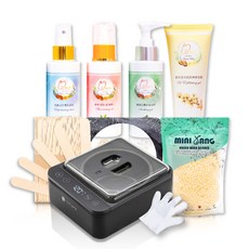 MINI YANG 熱蠟除毛私密套組 頂級保養4件組 (永夜熱蠟機 牛奶蠟豆 木棒 頂級保養4件組), 500g, 1個