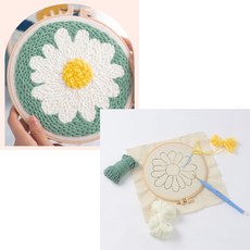 쉬운 초보자 입문 취미 도안 펀칭 자수 키트 세트 국화