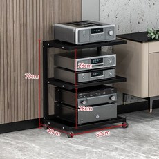 오디오랙 장식장 앰프 선반 스피커 스탠드 공간절약, 3칸 블랙 스틸 프레임 블랙월넛, 기본 색상