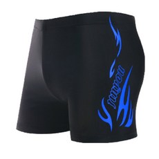 男士速乾寬鬆大碼 火焰圖案平角泳褲 (附泳帽)