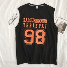 BAOJUEBINNUO TEBIEPAI 98 男士夏季寬鬆運動風無袖背心T恤