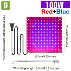 풀 스펙트럼 성장등 퀀텀 보드 재배 램프 미국 플러그 실내 과일 온실 텐트 선인장 다육식물용, 1개, 6. D Red Blue 100W / A. EU ...