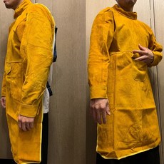 子甄彣璟 牛皮 電焊工作服 氬焊 CO2 袖套 圍裙 電銲手套 皮衣 耐溫 防火花 隔熱 防阻燃, 1個, 黃