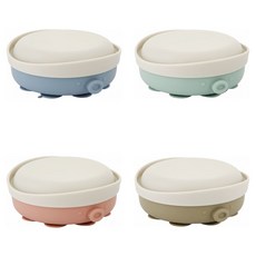 에디슨 국산 실리콘 흡착 플레이트 & 뚜껑 세트 문어, 문어 베이지, 1개