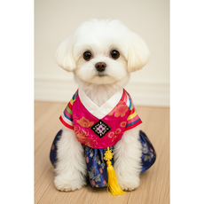 꿍이네 귀여움한도초과 강아지한복 고양이한복 전통한복, 1개, 큐티로즈핑크