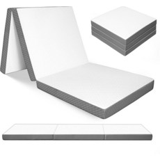 3단 매트리스 트윈 사이즈 7.6cm(3인치) 3단 접이식 바닥 침대 세탁 가능 휴대용 접이식 매트리스 전체 스폰지 캠핑 접이식 게스트 침대 RV 여행 슬립오버