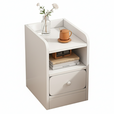 好的家居 北歐小型床頭櫃 床邊櫃 床邊置物櫃 夾縫櫃 租屋必備, 1件, 暖白 30CM