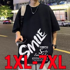남성용 빅사이즈 티셔츠 4XL 5XL 6XL 7XL 순면 100% 반팔티 오버핏 레터링 프린팅 티셔츠