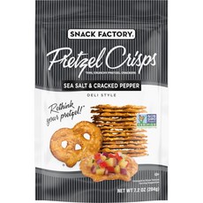 스낵팩토리 프레첼 크리스프 바다소금 & 후추 7.2온스 Snack Factory Pretzel Crisps Sea Salt & Cracked Pepper 7.2 Oz, 1개