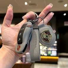 포르쉐 호환 키케이스 차키케이스 키링 파나메라 마칸 카이엔 718 911 카이맨 신형 구형, A 타입 그레이 케이스 + 액세서리