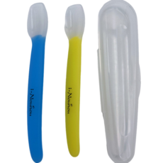 아이누누 실리콘 이유식 수저 2개입, 블루, 그린, 1개