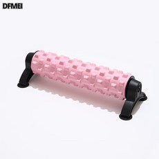 DFMEI 實心泡沫軸45cm支架款按摩滾軸肌肉放鬆自動滾輪狼牙棒支撐瑜伽柱, 1個, 支架款45CM狼牙粉色