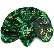 펜더 프리미엄 셀룰로이드 기타 351형 그린 모토 헤비 12팩, 12-Pack, Extra Heavy, Green Moto