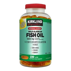 Kirkland Signature 野生阿拉斯加魚油軟膠囊 1400毫克 230粒, 1個, 230顆