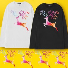 台灣製造 純棉長袖 現貨不用等 情侶裝 情侶T 粉彩繽紛麋鹿【YCL247】 快速出貨 團體服裝